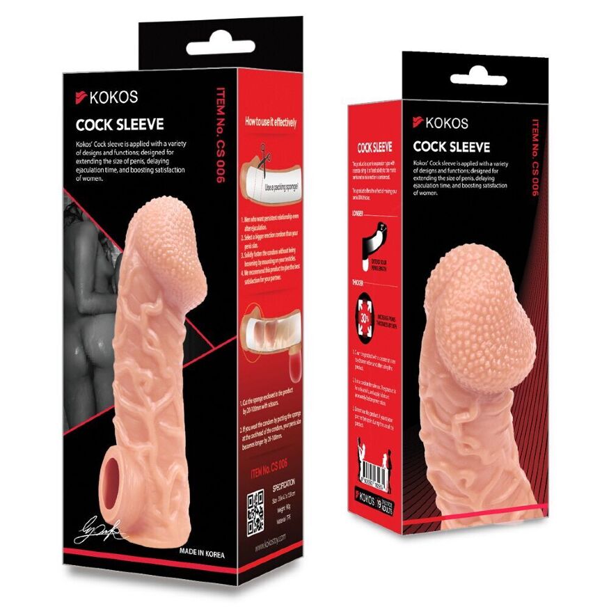Насадка на член с венками и фиксацией мошонки Kokos Cock Sleeve CS 006 S