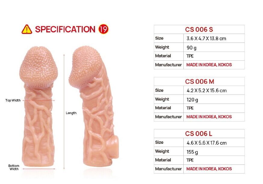 Насадка на член с венками и фиксацией мошонки Kokos Cock Sleeve CS 006 S