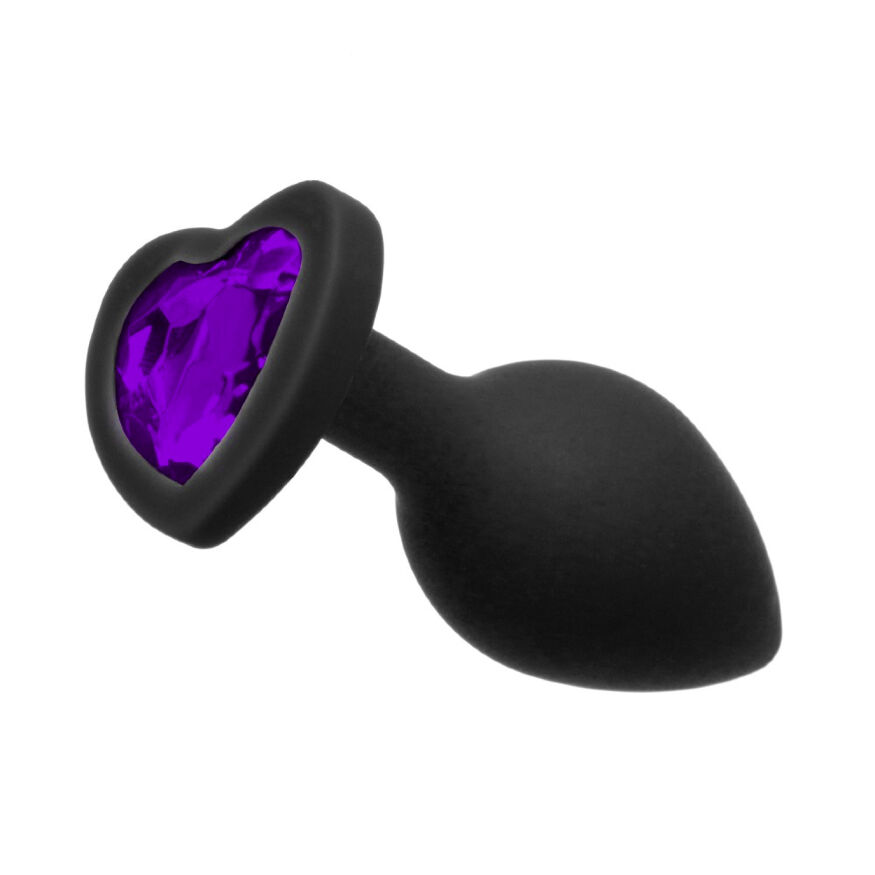 Анальная пробка Black Silicone Heart Violet S