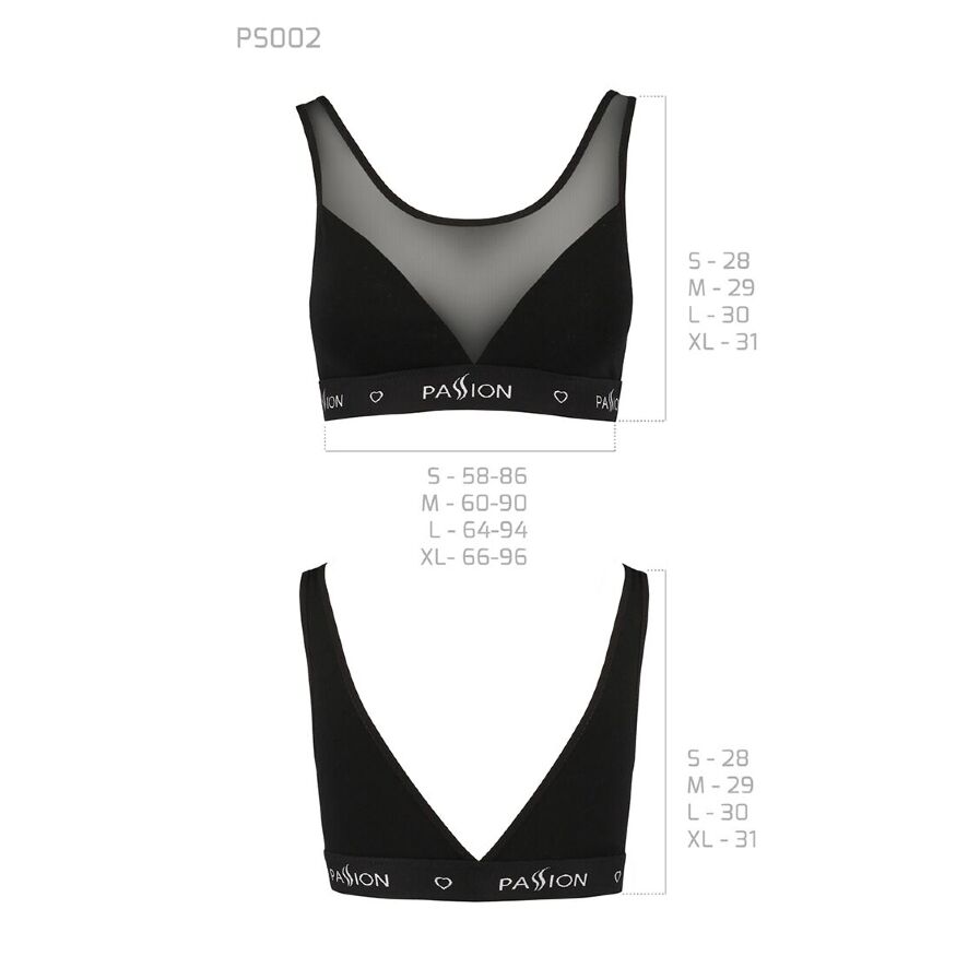 Топ с прозрачной вставкой PS002 TOP black XL - Passion
