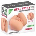 Мастурбатор-полуторс с вибрацией Real Body Real Vicky вагина и анус, 22х19 см