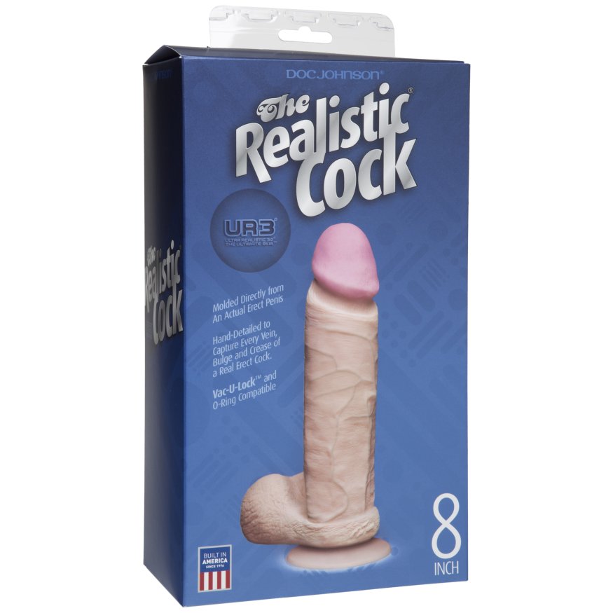 Фалоімітатор Doc Johnson The Realistic Cock 8 inch White - ULTRASKYN, Vack-U-Lock, діаметр 5,1 см