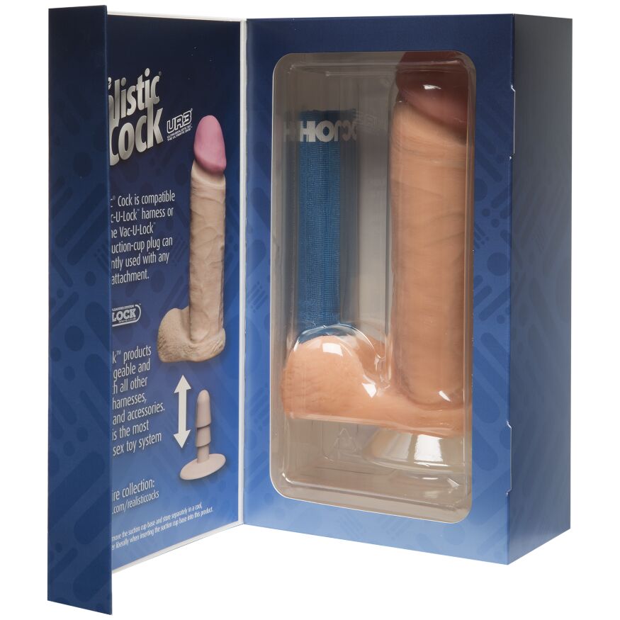 Фалоімітатор Doc Johnson The Realistic Cock 8 inch White - ULTRASKYN, Vack-U-Lock, діаметр 5,1 см