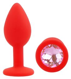 Силіконова анальна пробка EGZO - Silicone Red Round Plug Pink, size S
