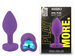 Силиконовая анальная пробка EGZO - Silicone Violet Heart Plug Aqua, size S