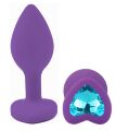 Силиконовая анальная пробка EGZO - Silicone Violet Heart Plug Aqua, size S