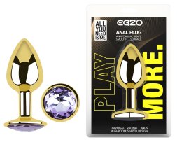 Анальная пробка с кристаллом EGZO - Gold Round Plug Amethyst size S