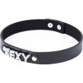 Ошейник с надписью SEXY из страз DS Fetish, кожзам, черный