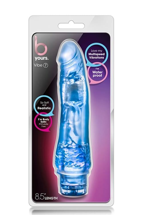 Вибратор гелевый многоскоростной Blush B-Yours на батарейках, синий