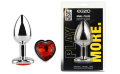 Анальная пробка с кристаллом EGZO - Silver Heart Plug Red size M