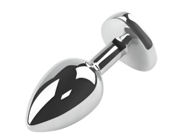 Анальная пробка с кристаллом EGZO - Silver Heart Plug Red size M
