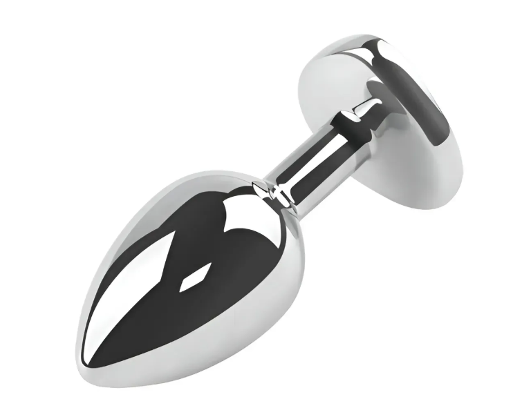 Анальная пробка с кристаллом EGZO - Silver Heart Plug Red size M