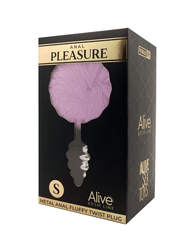 Анальная рельефная пробка Alive Anal Pleasure с светло-фиолетовым хвостом, S