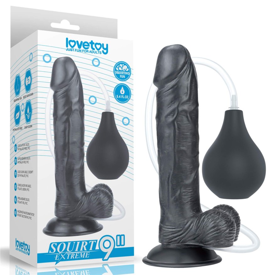 Кінчаючий фалоімітатор з імітацією еякуляції- Squirt Extreme Dildo 9" Black
