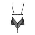 Боди Passion Amberly Body 6XL/7XL black, ассиметричный крой, кружевной лиф, золотая нить