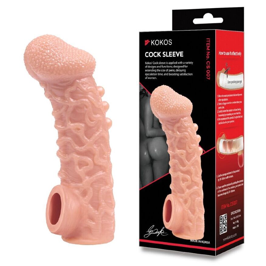 Насадка на член с загнутой головкой с фиксацией Kokos Cock Sleeve CS 007 S