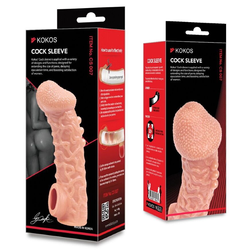 Насадка на член с загнутой головкой с фиксацией Kokos Cock Sleeve CS 007 S