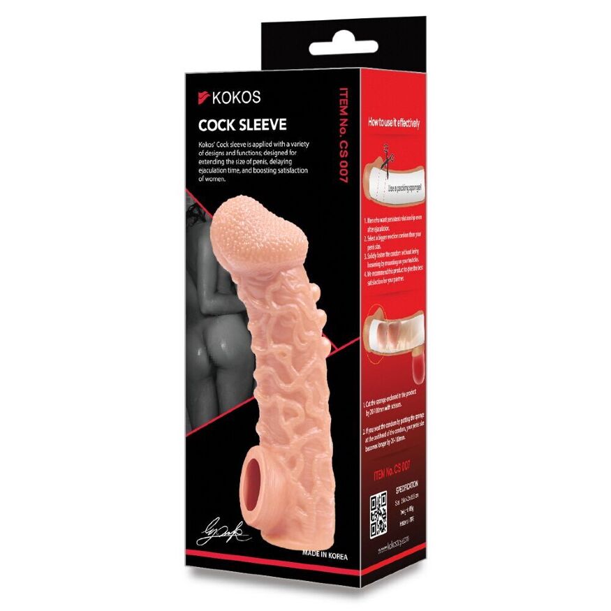 Насадка на член с загнутой головкой с фиксацией Kokos Cock Sleeve CS 007 S