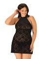 Рубашка з трусиками Obsessive Softily chemise 2XL/3XL Чорний