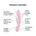 Двосторонній вібратор-кролик Satisfyer Triple Oh Pink, 3 мотори, руків’я-масажер