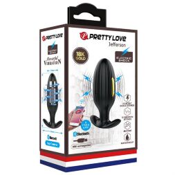 Анальная смарт пробка с электростимуляцией- Pretty Love Jefferson Anal Plug Black (App)