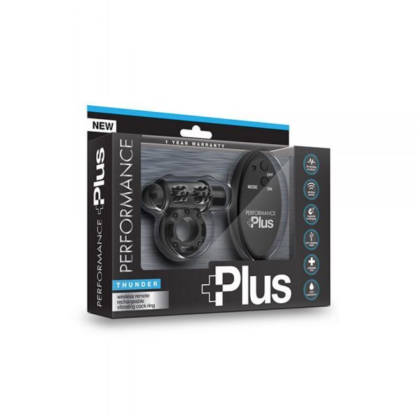 Эрекционное кольцо с вибрацией и пультом PERFORMANCE PLUS THUNDER BLACK