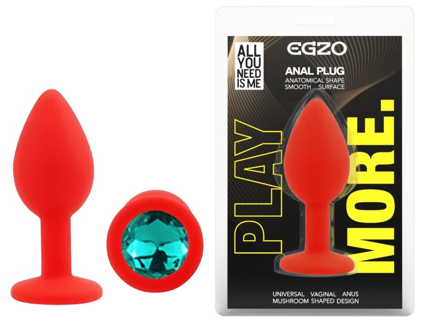 Силиконовая анальная пробка EGZO - Silicone Red Round Plug Marine, size S
