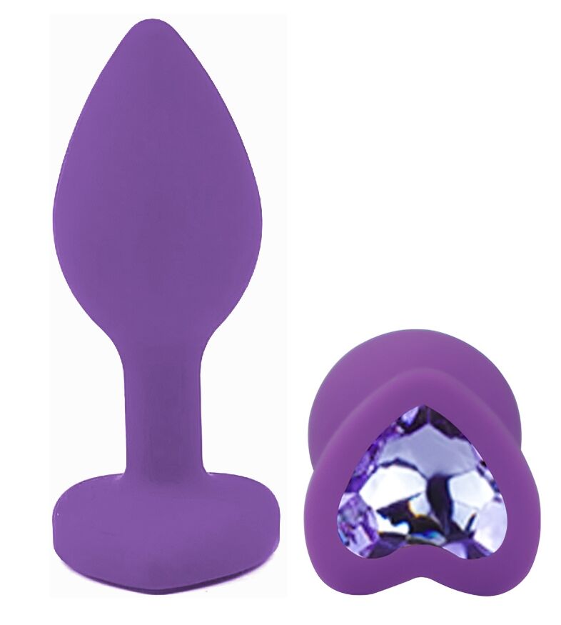 Силиконовая анальная пробка EGZO - Silicone Violet Heart Plug Amethyst, size S