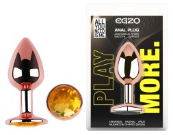 Анальная пробка с кристаллом EGZO - Rose Gold Round Plug Yellow size S