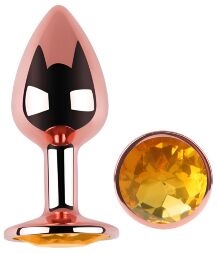 Анальная пробка с кристаллом EGZO - Rose Gold Round Plug Yellow size S