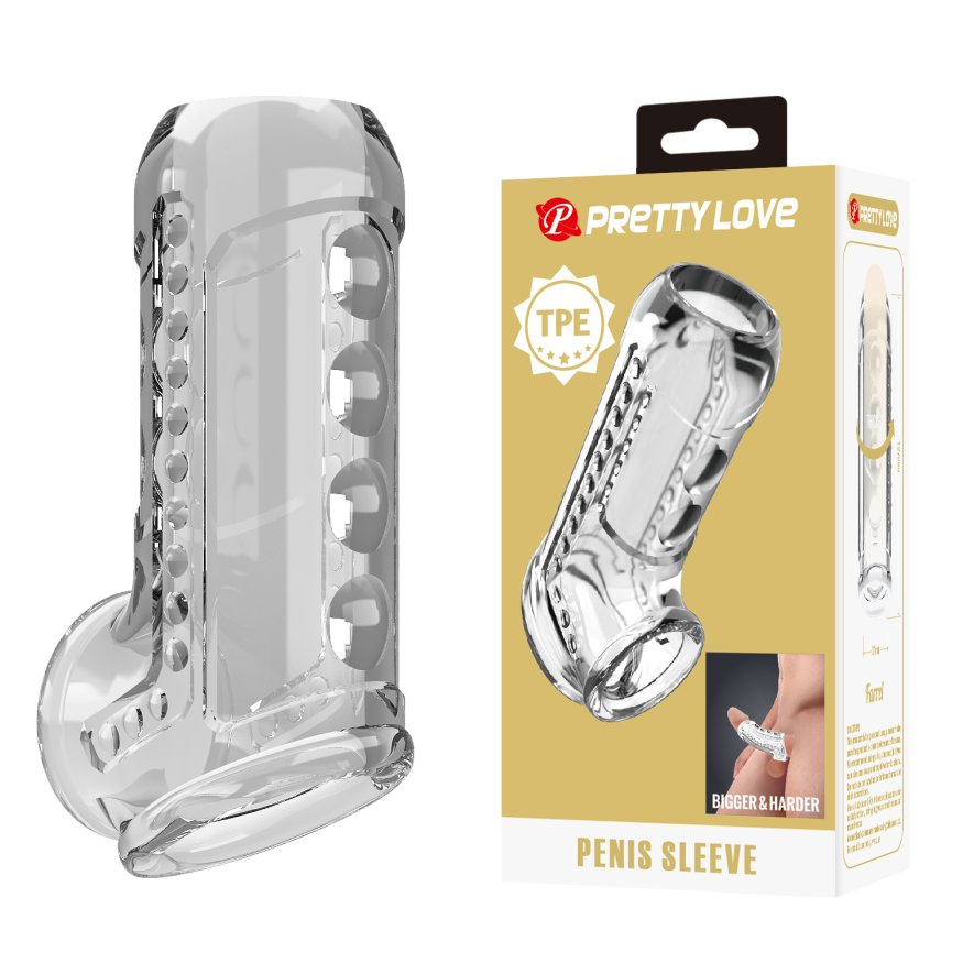 Стимулирующая насадка на пенис Pretty Love - Penis Sleeve Long Clear, BI-026267M