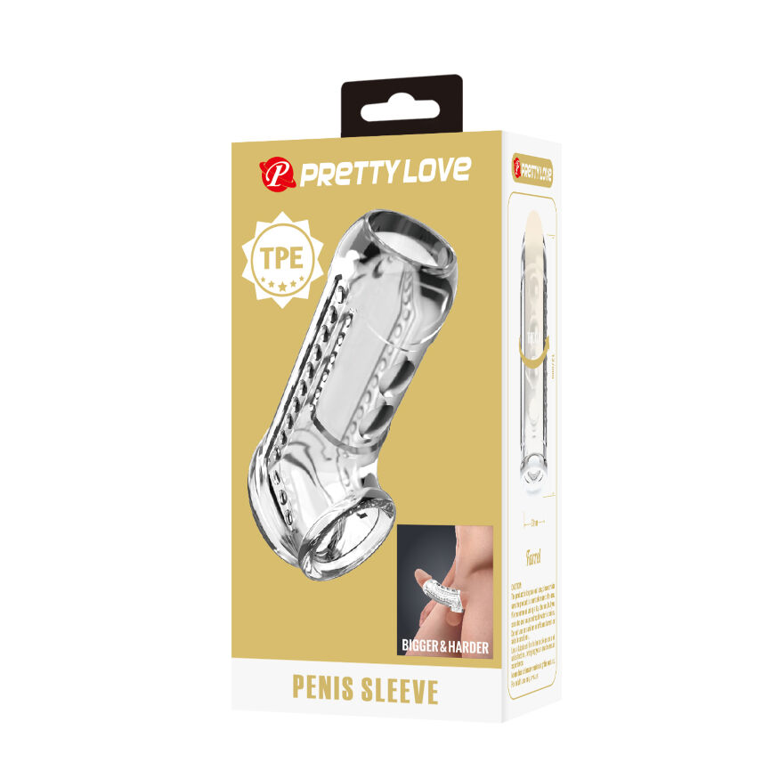 Стимулирующая насадка на пенис Pretty Love - Penis Sleeve Long Clear, BI-026267M