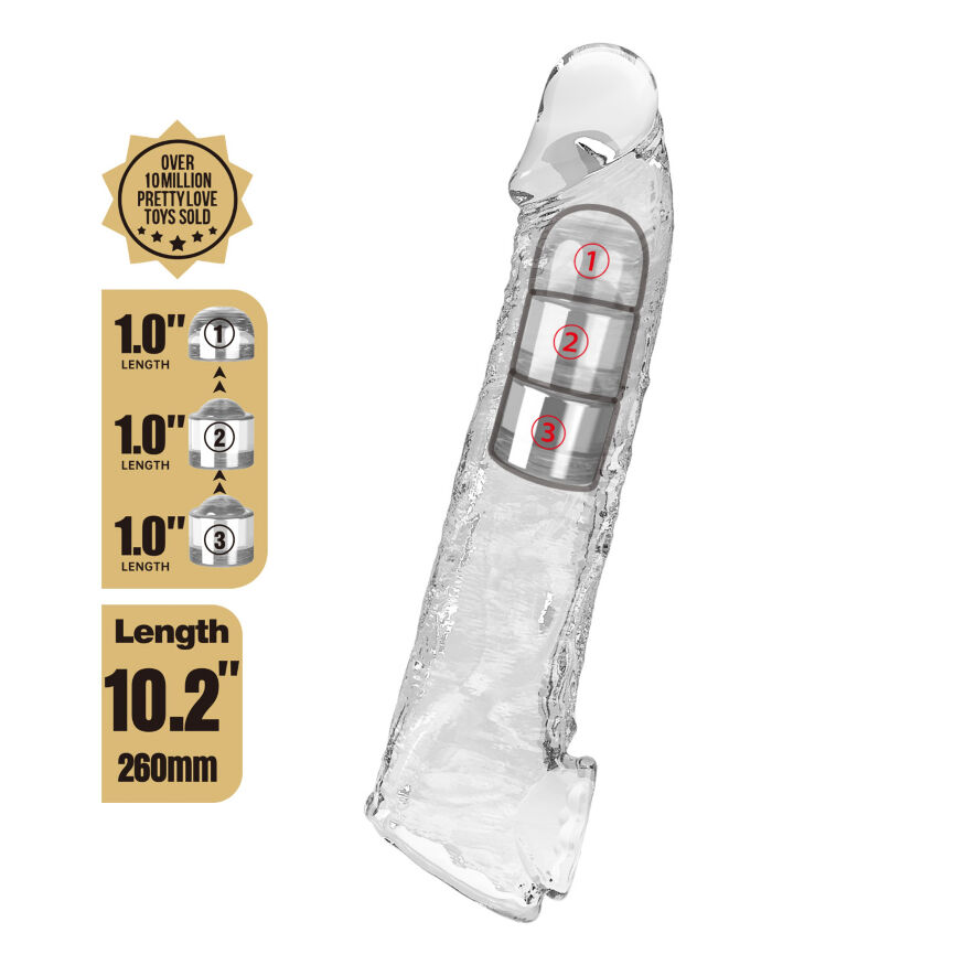 Удлиняющая насадка Pretty Love - Silas Penis Sleeve Clear, BI-026279M