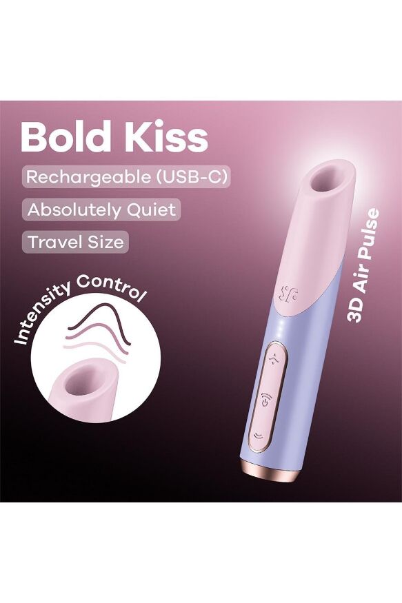 Миниатюрный вакуумный стимулятор клитора Satisfyer Bold Kiss розово-сиреневый