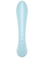 Двосторонній вібратор-кролик Satisfyer Triple Oh Light Blue, 3 мотори, руків’я-масажер