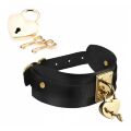 Нашийник широкий чорний Kinky Diva Collar Me! із золотистим замочком та ключиком