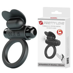 Гіпоалергенне ерекційне віброкільце Pretty Love Vibrant Penis Ring Debonaire Black