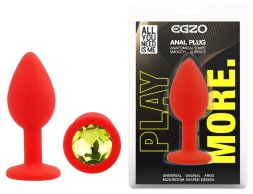Силіконова анальна пробка EGZO - Silicone Red Round Plug Lime, size S