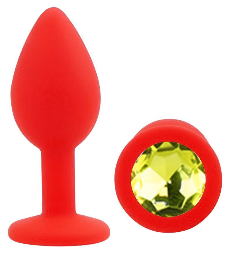 Силіконова анальна пробка EGZO - Silicone Red Round Plug Lime, size S