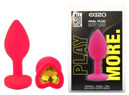 Силіконова анальна пробка EGZO - Silicone Pink Heart Plug Yellow, size S