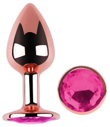 Анальна пробка з кристалом EGZO - Rose Gold Round Plug Rose size S