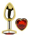 Анальная пробка с кристаллом EGZO - Gold Heart Plug Red size M