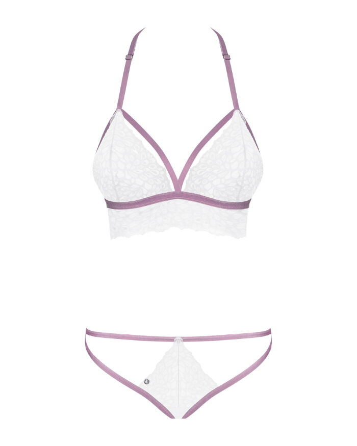 Эротичный комплект кружевной Obsessive Lilyanne 2-pcs set white S/M