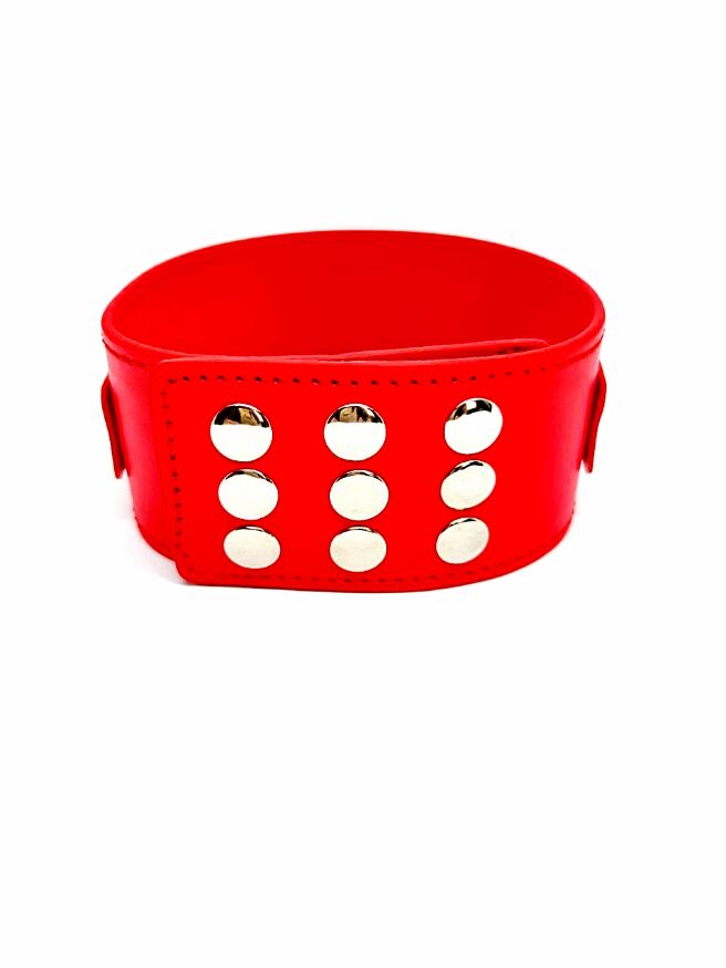Ошейник с поводком DS Fetish Collar with leash red metal
