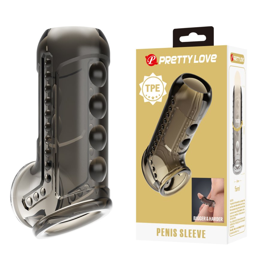 Стимулююча насадка на пеніс Pretty Love - Penis Sleeve Long Smoke, BI-026267