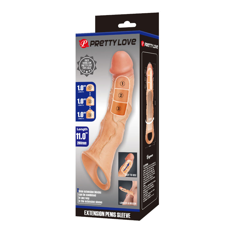 Удлиняющая насадка Pretty Love - Extension Penis Sleeve with Modular Length Blocks, BI-026280