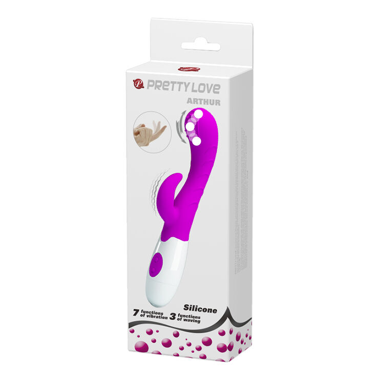 Силіконовий вібратор з додатковим стимулятором клітора Pretty Love Arthur Vibrator Purple