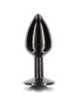 Анальна металева пробка M із чорним каменем Butt Plug With Diamond Jewel Taboom