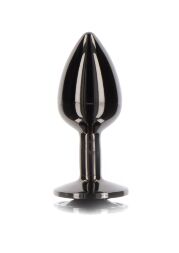Анальна металева пробка M із чорним каменем Butt Plug With Diamond Jewel Taboom