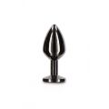 Анальна металева пробка M із чорним каменем Butt Plug With Diamond Jewel Taboom
